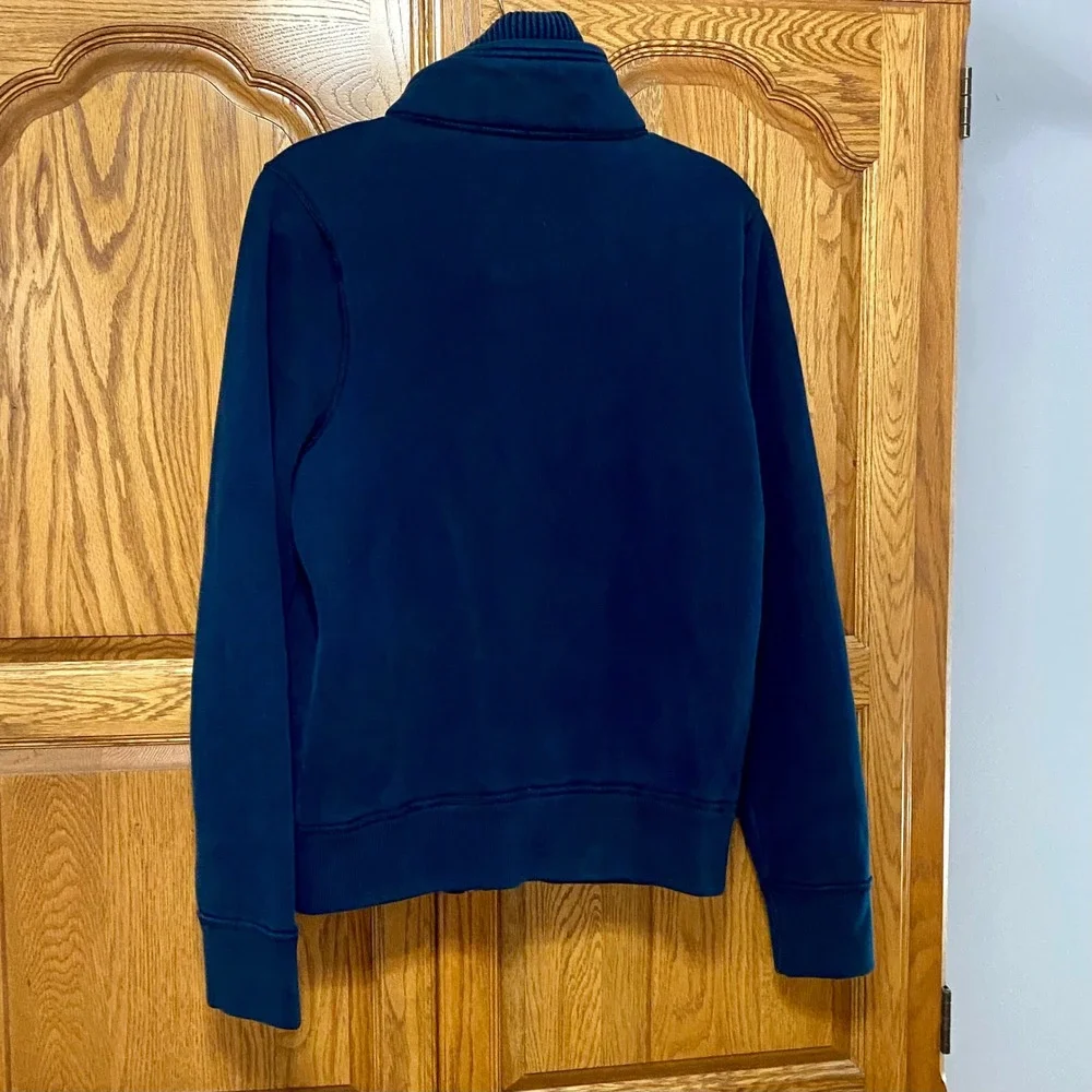VTG Abercrombie & Fitch Jacket Mens M Navy Blue Red Fleece Lined Mock Neck Moose